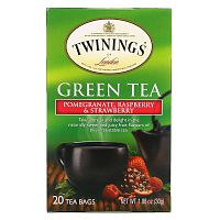 Twinings, зеленый чай, гранат, малина и клубника, 20 чайных пакетиков, 30 г (1,06 унции)