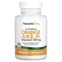 NaturesPlus, Chewable Orange Juice Jr, Vitamin C, Natural Orange, 100 mg, 90 Tablets