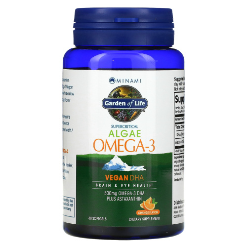 Minami Nutrition, Algae Omega-3, апельсиновый вкус, 60 мягких таблеток фото 3