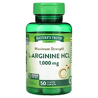 Nature&#x27;s Truth, Vitamins, Maximum Strength L-Arginine HCL, 1,000 mg, 50 Coated Caplets