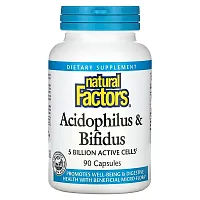 Natural Factors, Acidophilus &amp; Bifidus, 5 Billion, 90 Capsules