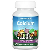 NaturesPlus, Animal Parade, Calcium Children’s Chewable Supplement, Vanilla Sundae, Sugar Free, 90 Animal-Shaped Tablets