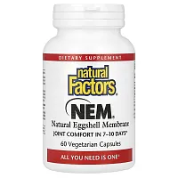 Natural Factors, NEM, Natural Eggshell Membrane, 60 Vegetarian Capsules