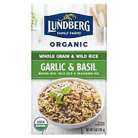 Lundberg, Органический цельнозерновой рис и смесь приправ, рис и дикий рис, чеснок и базилик, 170 г (6 унций)