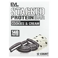 EVLution Nutrition, Stacked Protein Bar, Peanut Butter Cookies &amp; Cream, 12 Count, 65 g Each