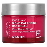 Andalou Naturals, 1000 Roses, Biome Balancing Day Cream, Sensitive, 17 oz (50 g)