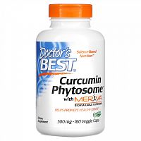 Doctor's Best, Curcumin Phytosome, куркумин, 1000 мг, 180 растительных капсул (500 мг в 1 капсуле)