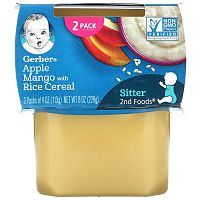 Gerber, Natural for Baby, Grain & Grow, 2nd Foods, овсяная каша с яблоком и манго, 2 пакетика по 113 г (4 унции)