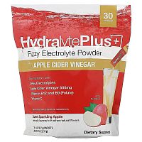 Hydralyte Plus+, Fizzy Electrolyte Powder, Apple Cider Vinegar, 30 Packets, 0.24 oz (7 g) Each