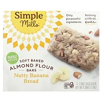 Simple Mills, Soft Baked Almond Flour Bars, Nutty Banana Bread, 5 Bars, 1.19 oz (34 g) Each