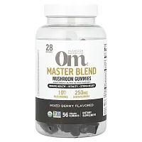 Om Mushrooms, Master Blend, Mushroom Gummies, Mixed Berry, 56 Vegan Gummies