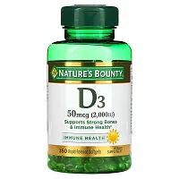 Nature&#x27;s Bounty, D3, 50 mcg (2,000 IU), 350 Rapid Release Softgels