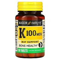 Mason Natural, Vitamin K, 100 mcg, 100 Tablets