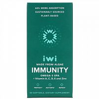 iWi, Immunity, омега-3 ЭПК с витаминами A, C, D, E и цинком, 60 мягких таблеток