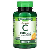 Nature's Truth, Chewable Vitamin C Plus Wild Rose Hips, Natural Orange, 500 mg, 60 Chewable Tablets