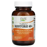 Pure Essence, PureBiotics, Restore 40+, 35 Billion, 60 Delayed Release Vegi-Caps