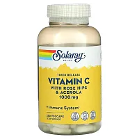 Solaray, Timed Release Vitamin C with Rose Hips &amp; Acerola, 1,000 mg, 250 VegCaps