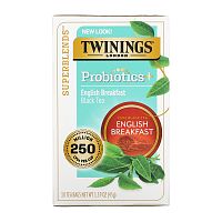 Twinings, Probiotics Black Tea, English Breakfast, 18 Tea Bags, 1.59 oz (45 g)