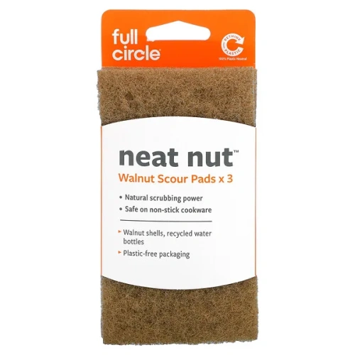 Full Circle, Neat Nut, Walnut Shell Scour Pads, 3 Pack