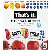 That&#x27;s It, Mini Fruit Bars,  Variety Pack, Mango &amp; Blueberry, 10 Bars, 0.7 oz (20 g) Each