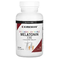 Kirkman Labs, Children Chewable Melatonin, Chocolate, 3 mg, 90 Tablets