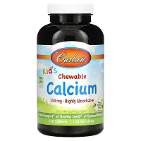 Carlson, Kid&#x27;s, Chewable Calcium, Natural Vanilla, 250 mg, 120 Tablets