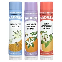 Badger, Holiday Lip Balm Set, Red Box, 3 Piece Set, 0.15 oz (4.2 g) Each