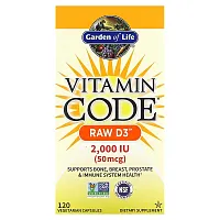 Garden of Life, Vitamin Code, RAW D3, 50 mcg (2,000 IU), 120 Vegetarian Capsules