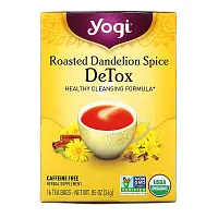 Yogi Tea, Detox, вкус жареного одуванчика и специй, без кофеина, 16 чайных пакетиков, 24 г (0,85 унции)