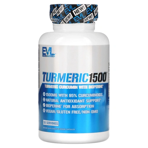 EVLution Nutrition, Turmeric1500, 90 веганских капсул