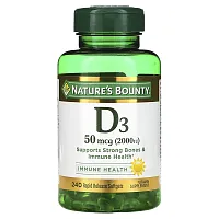 Nature&#x27;s Bounty, D3, 50 mcg (2,000 IU), 240 Rapid Release Softgels