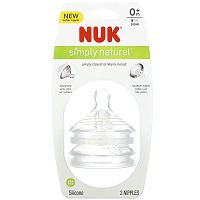 NUK, Simply Natural, соски для бутылочек с медленным потоком, от 0 месяцев, 2 соски