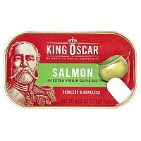 King Oscar, Skinless &amp; Boneless Salmon in Extra Virgin Olive Oil, 4.05 oz (115 g)