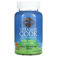 Garden of Life, Vitamin Code Gummies, Kids Multi with Iron, Orange, 90 Gummies