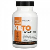 NaturesPlus, KetoLiving, контроль над уровнем сахара, 90 капсул