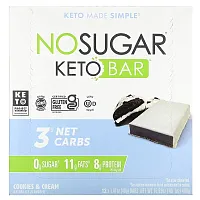 No Sugar Company, Keto Bar, Cookies &amp; Cream, 12 Bars, 1.41 oz (40 g) Each