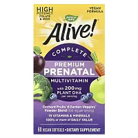 Nature&#x27;s Way, Alive! Complete Premium Prenatal Multivitamin, 60 Vegetarian Softgels