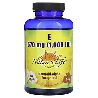 Nature&#x27;s Life, Vitamin E, 670 mg (1,000 IU), 100 Softgels