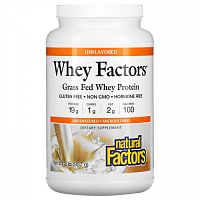 Natural Factors, Whey Factors, сывороточный белок молока коров травяного откорма, без ароматизаторов, 907 г (2 фунта)