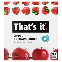 That&#x27;s It, Fruit Bar, Apple + Strawberries, 5 Bars, 1.2 oz (35 g) Each