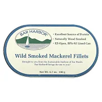 Bar Harbor, Wild Smoked Mackerel Fillets, 6.7 oz (190 g)