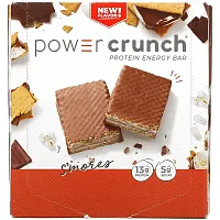 BNRG, Power Crunch Protein Energy Bar, S&#x27;mores, 12 Bars, 1.4 oz (40 g) Each