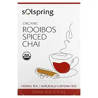 Dr. Mercola, Solospring, Organic Herbal Tea, Rooibos Spiced Chai, Caffeine Free, 18 Tea Bags, 1.27 oz (36 g)