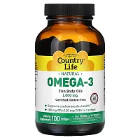 Country Life, Natural Omega-3, 1,000 mg, 100 softgels