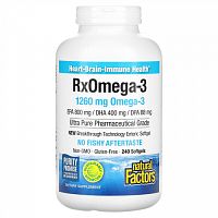 Natural Factors, Rx Omega-3, омега-3, 1260 мг, 240 капсул (630 мг в 1 капсуле)