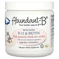 Sufficient C, Abundant-B High Dosed B-12 &amp; Biotin Drink Mix, Pink Lemonade, 108 g