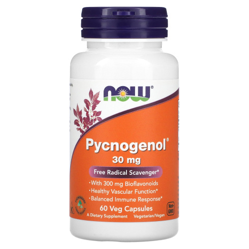 Now Foods, Pycnogenol, 30 мг, 60 растительных капсул