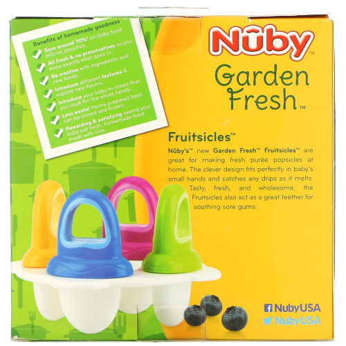 Nuby, Garden Fresh Fruitsicles, от 6 месяцев, 4 пакетика фото 3