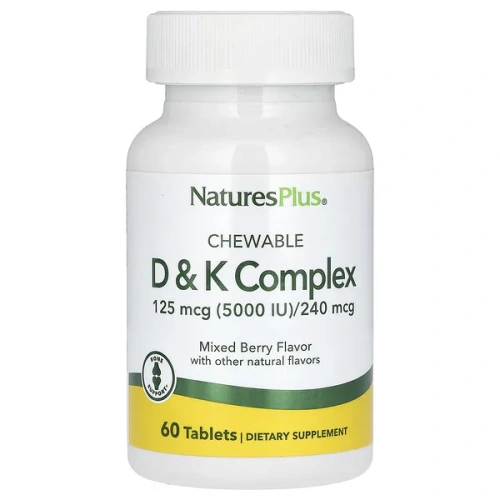 NaturesPlus, Chewable D &amp; K Complex, Mixed Berry, 60 Tablets