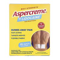 Aspercreme, Pain Relief Patch with 4% Lidocaine, Max Strength, XL, Fragrance-Free, 3 Patches